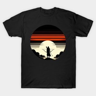 Minimalistic Medival Archer Sunset T-Shirt